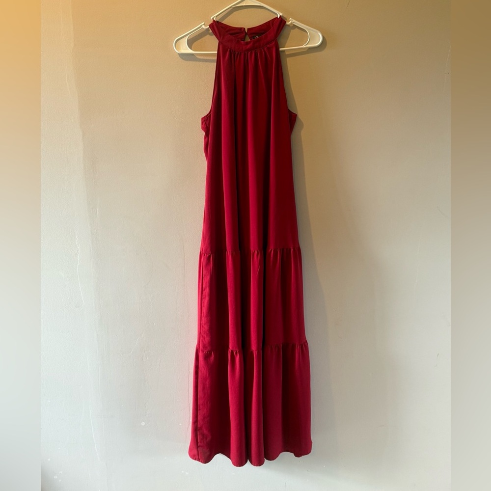 Chic Red Sleeveless Maxi Dress